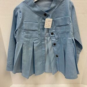 Light Blue Cropped Jean Jacket with Peplum Style